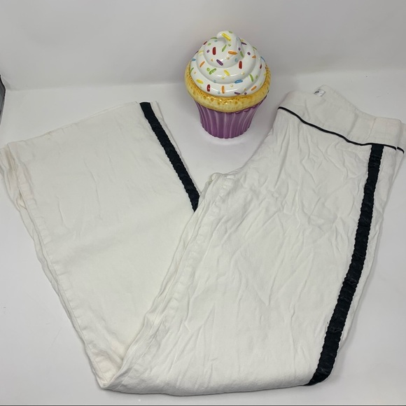 bebe Pants - Bebe White Pants with Stripe Down the Side